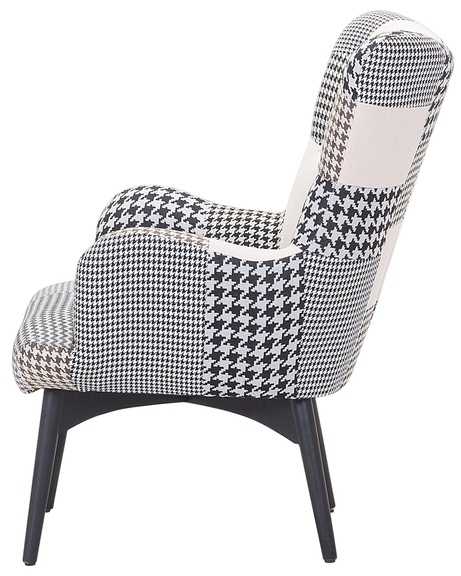 Wingback Chair With Footstool Patchwork Grey VEJLE 6 Wingback Chair With Footstool Patchwork Grey VEJLE - Image 4
