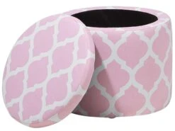 Storage Footstool Pink And White TUNICA -Home Furniture undef src sa picid 685037 type whitesh image