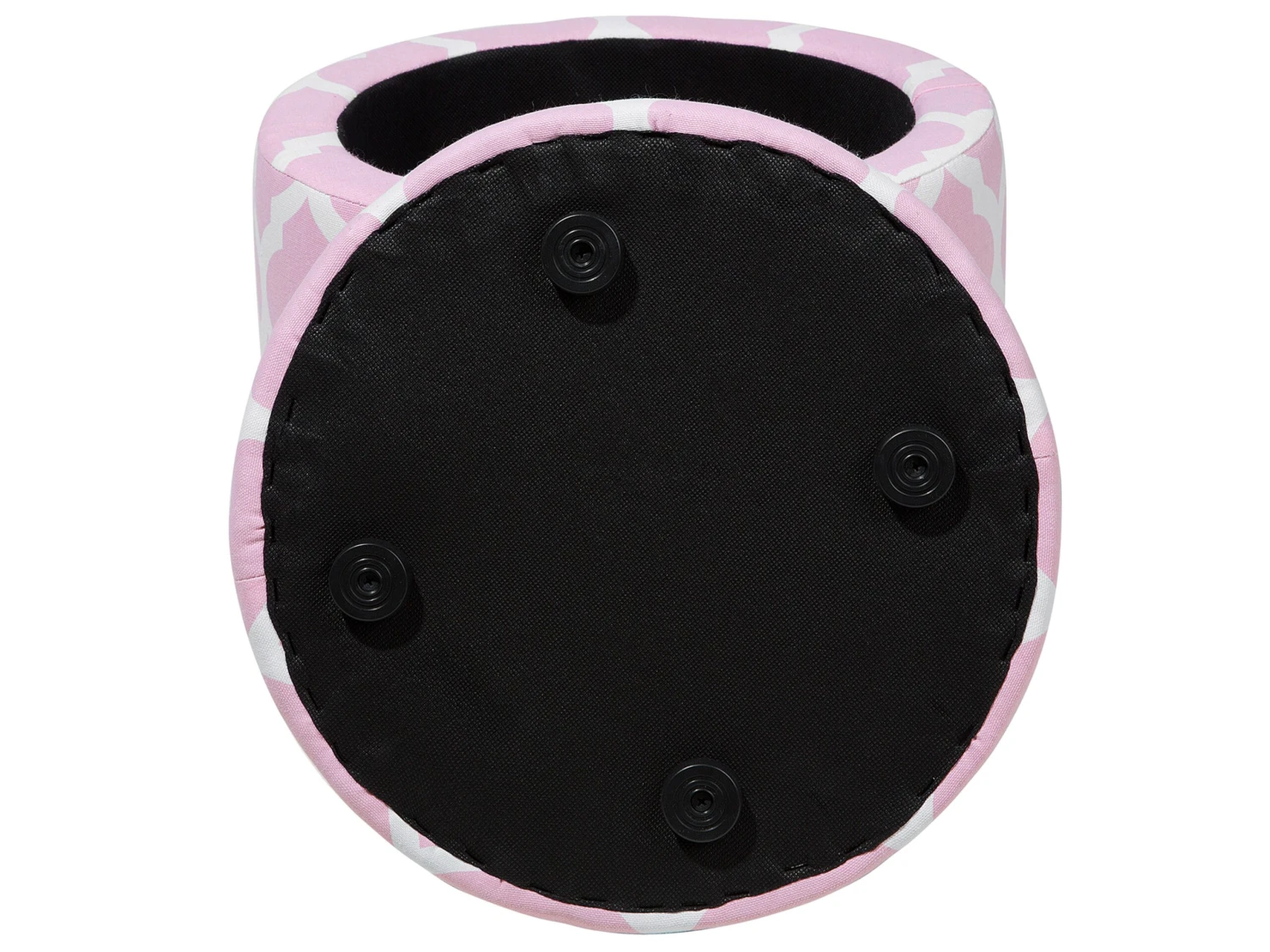 Storage Footstool Pink And White TUNICA - Image 4