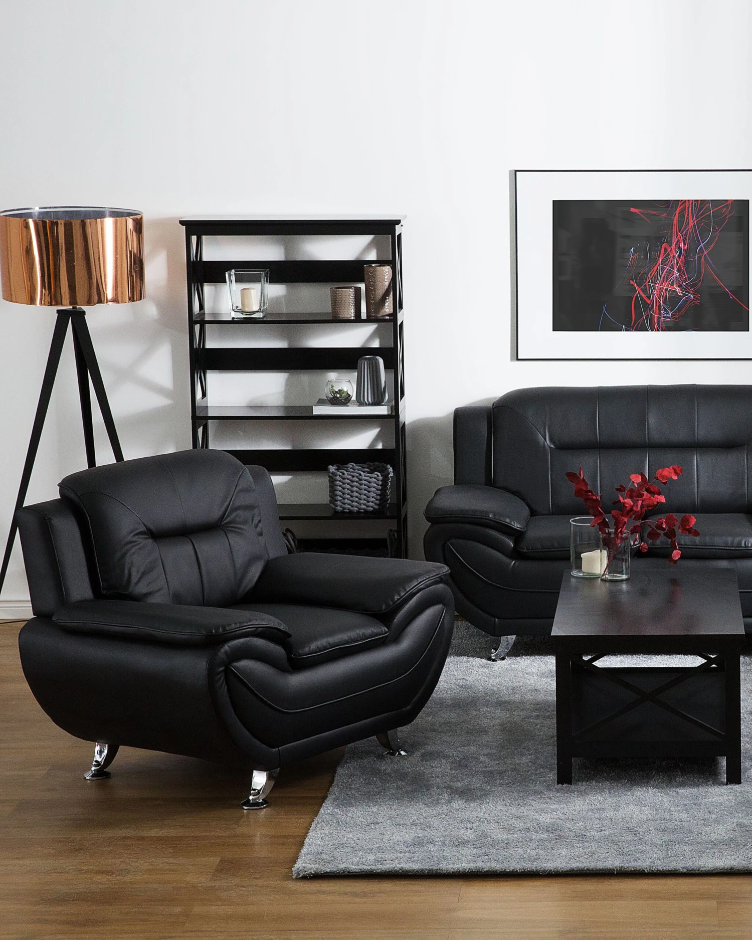 Faux Leather Armchair Black LEIRA - Image 2