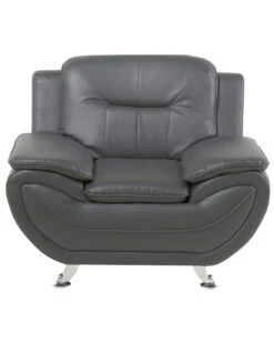 Faux Leather Armchair Grey LEIRA -Home Furniture undef src sa picid 687305 type whitesh image