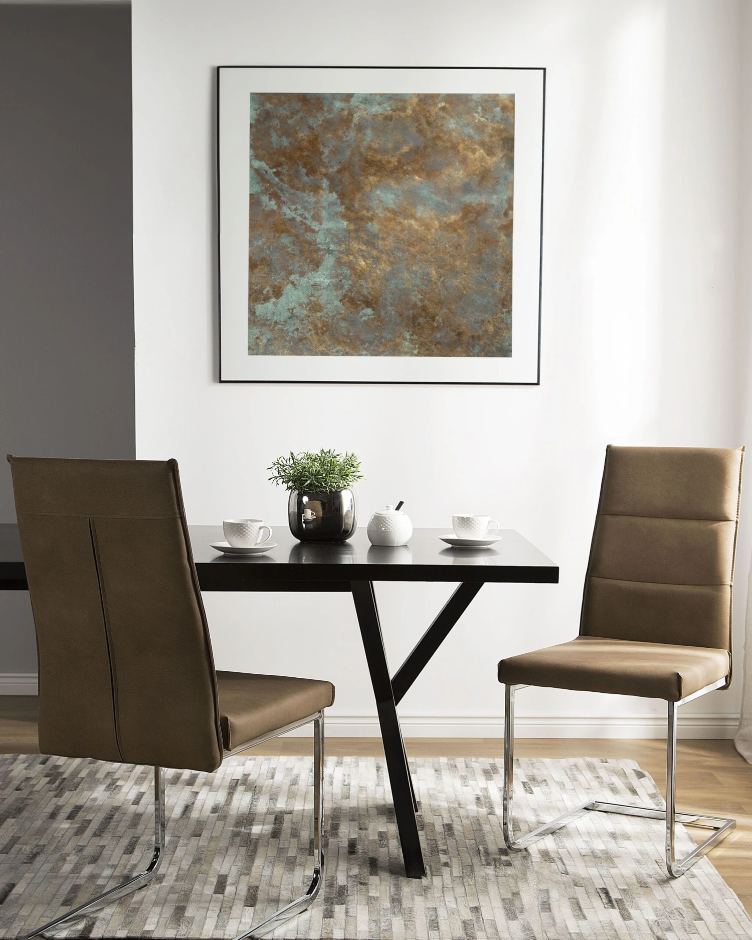 Set Of 2 Faux Leather Dining Chairs Beige ROCKFORD - Image 2