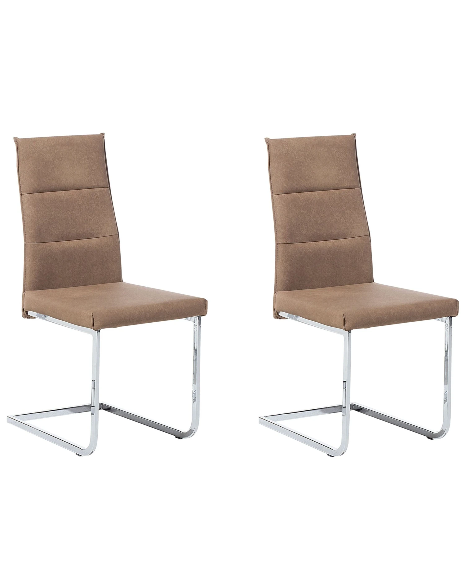 Set Of 2 Faux Leather Dining Chairs Beige ROCKFORD