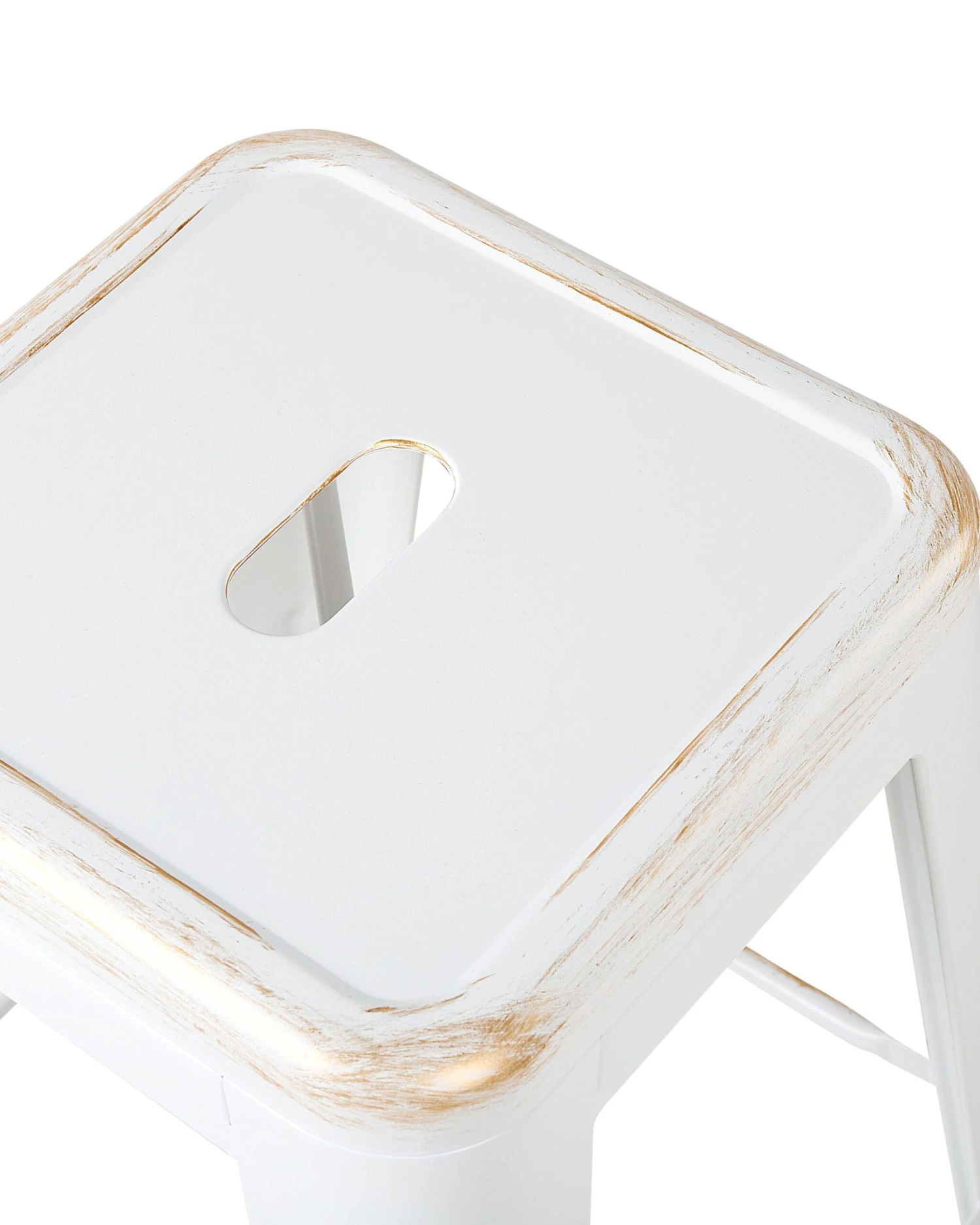 Set Of 2 Metal Stools 76 Cm White With Gold CABRILLO - Image 5