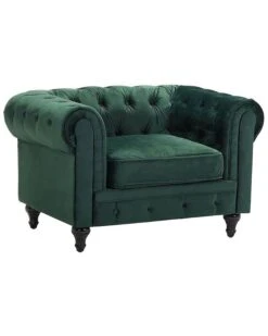 Velvet Armchair Green CHESTERFIELD