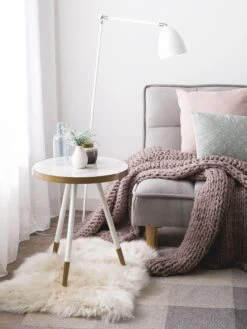 Side Table White Marble Effect With Gold RAMONA -Home Furniture undef src sa picid 705784 type whitesh image