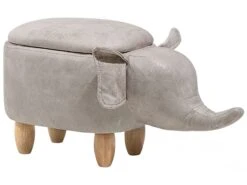 Faux Leather Storage Animal Stool Light Grey ELEPHANT