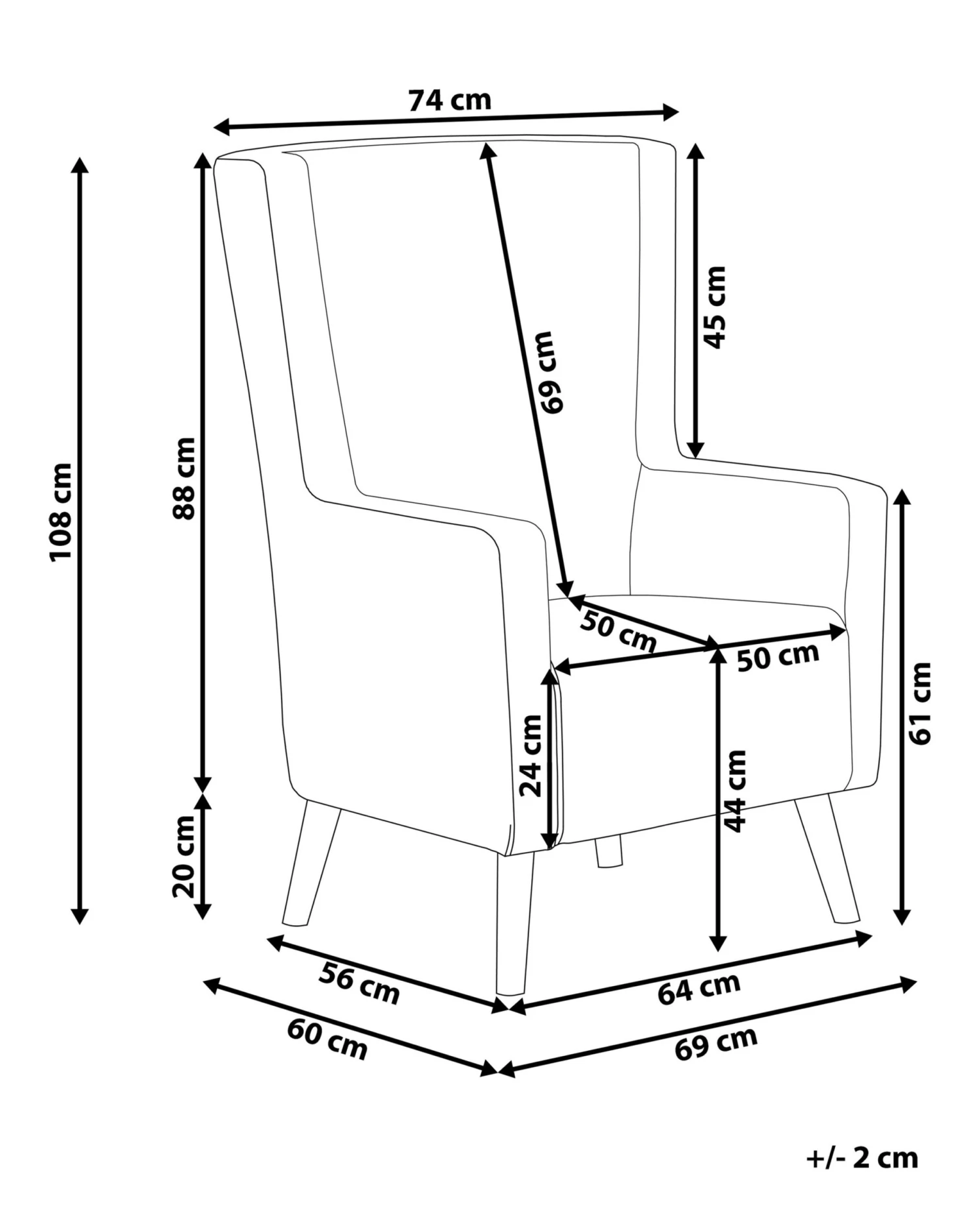 Velvet Wingback Chair Purple ONEIDA 11 Velvet Wingback Chair Purple ONEIDA - Image 9