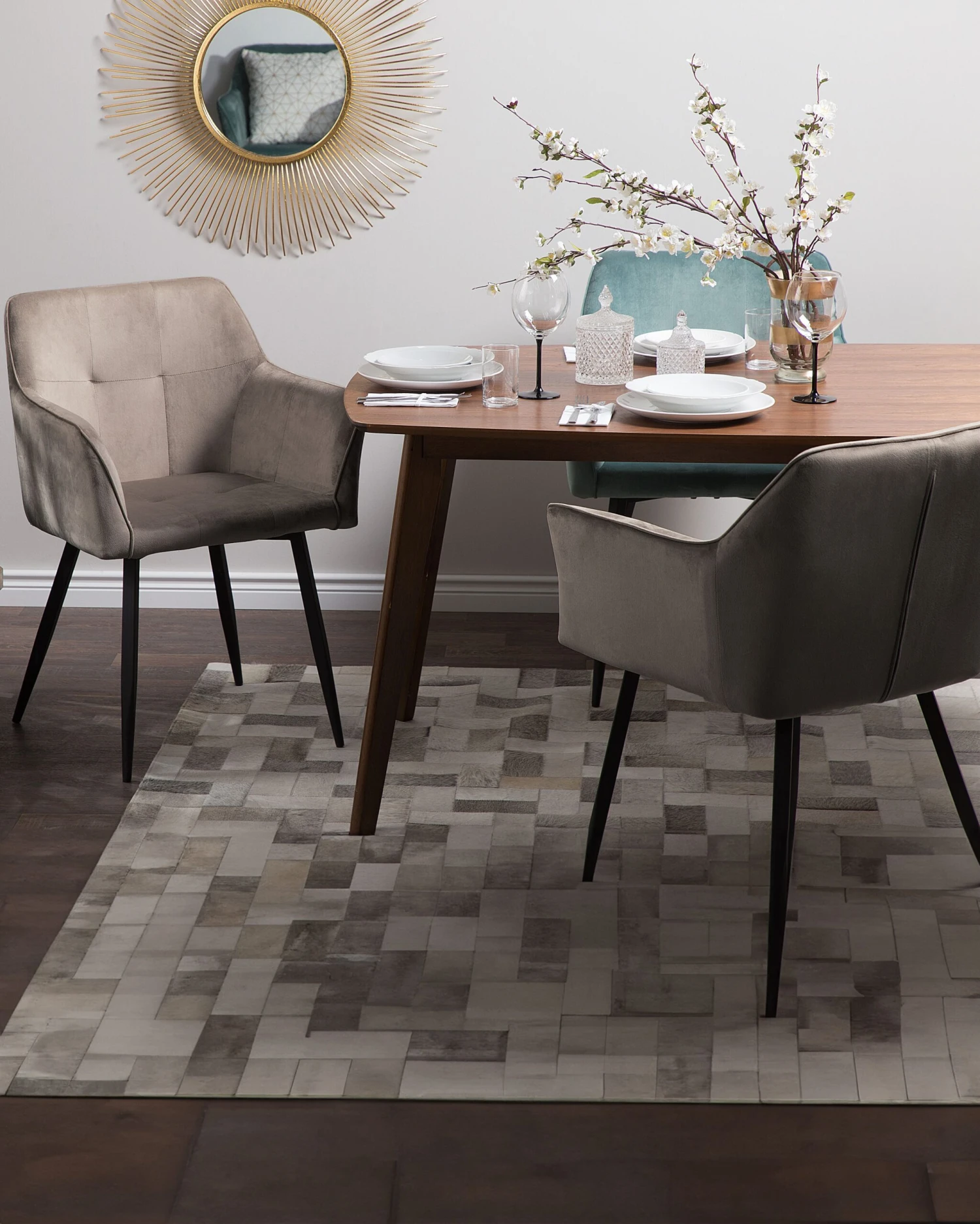 Set Of 2 Velvet Dining Chairs Taupe Beige JASMIN - Image 2