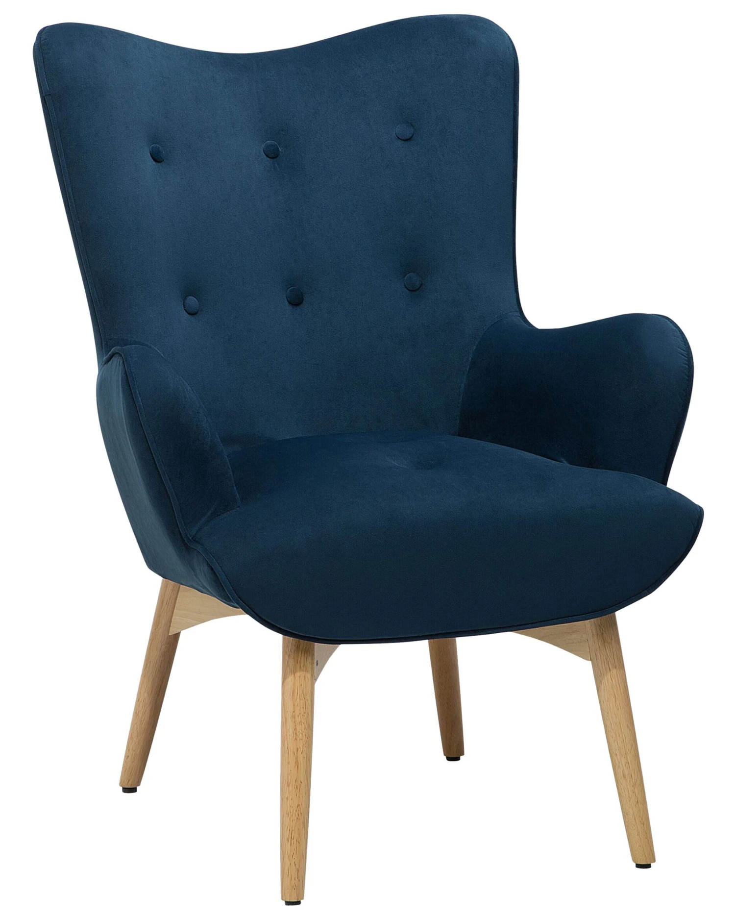 Velvet Wingback Chair With Footstool Blue VEJLE 5 Velvet Wingback Chair With Footstool Blue VEJLE - Image 3