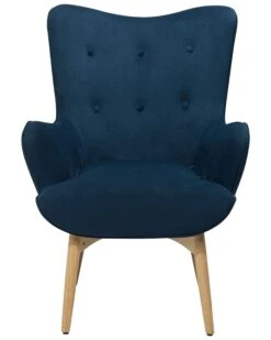 Velvet Wingback Chair With Footstool Blue VEJLE 15 Velvet Wingback Chair With Footstool Blue VEJLE -Home Furniture undef src sa picid 712877 type whitesh image