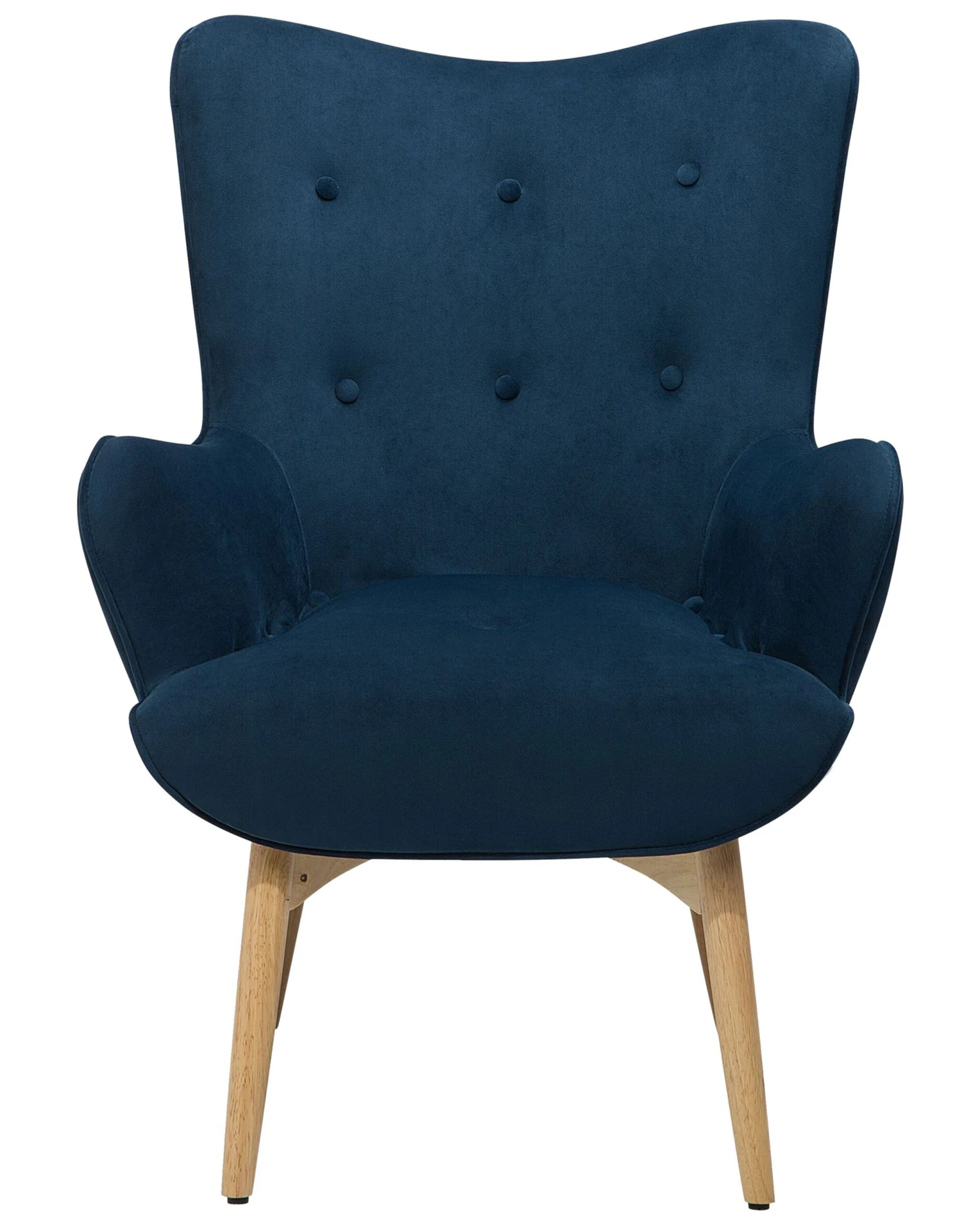Velvet Wingback Chair With Footstool Blue VEJLE 6 Velvet Wingback Chair With Footstool Blue VEJLE - Image 4