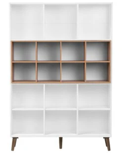 Bookcase White With Dark Wood ALLOA -Home Furniture undef src sa picid 713123 type whitesh image