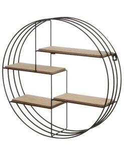 Geometric Wall Shelf Black And Light Wood SANDIA -Home Furniture undef src sa picid 715792 type whitesh image