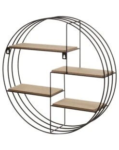 Geometric Wall Shelf Black And Light Wood SANDIA -Home Furniture undef src sa picid 715794 type whitesh image