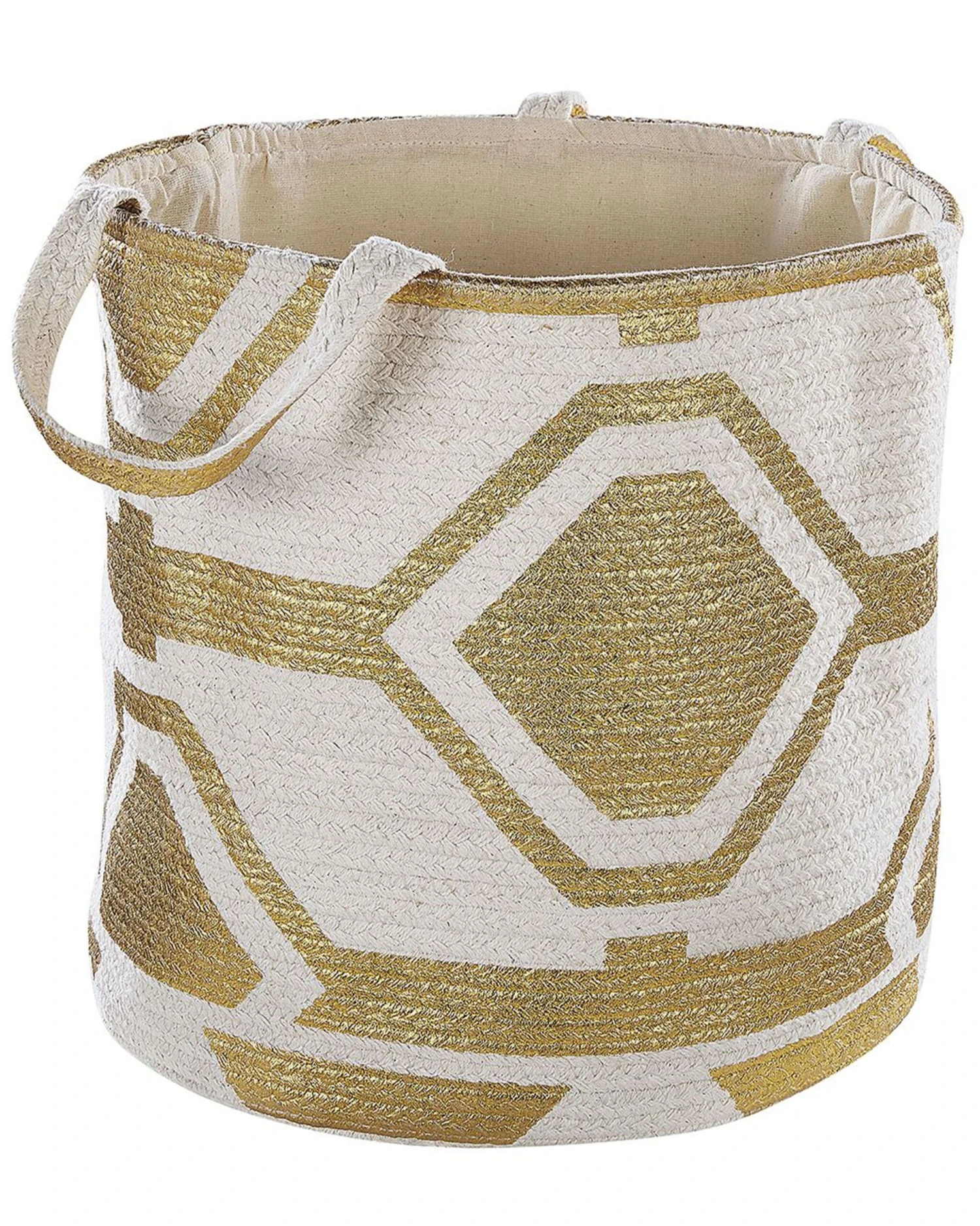 Cotton Basket Off-White With Gold HANWELLA