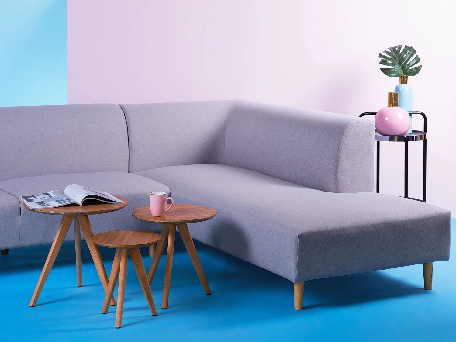 Set Of 3 Coffee Tables Light Wood VEGAS - Image 2