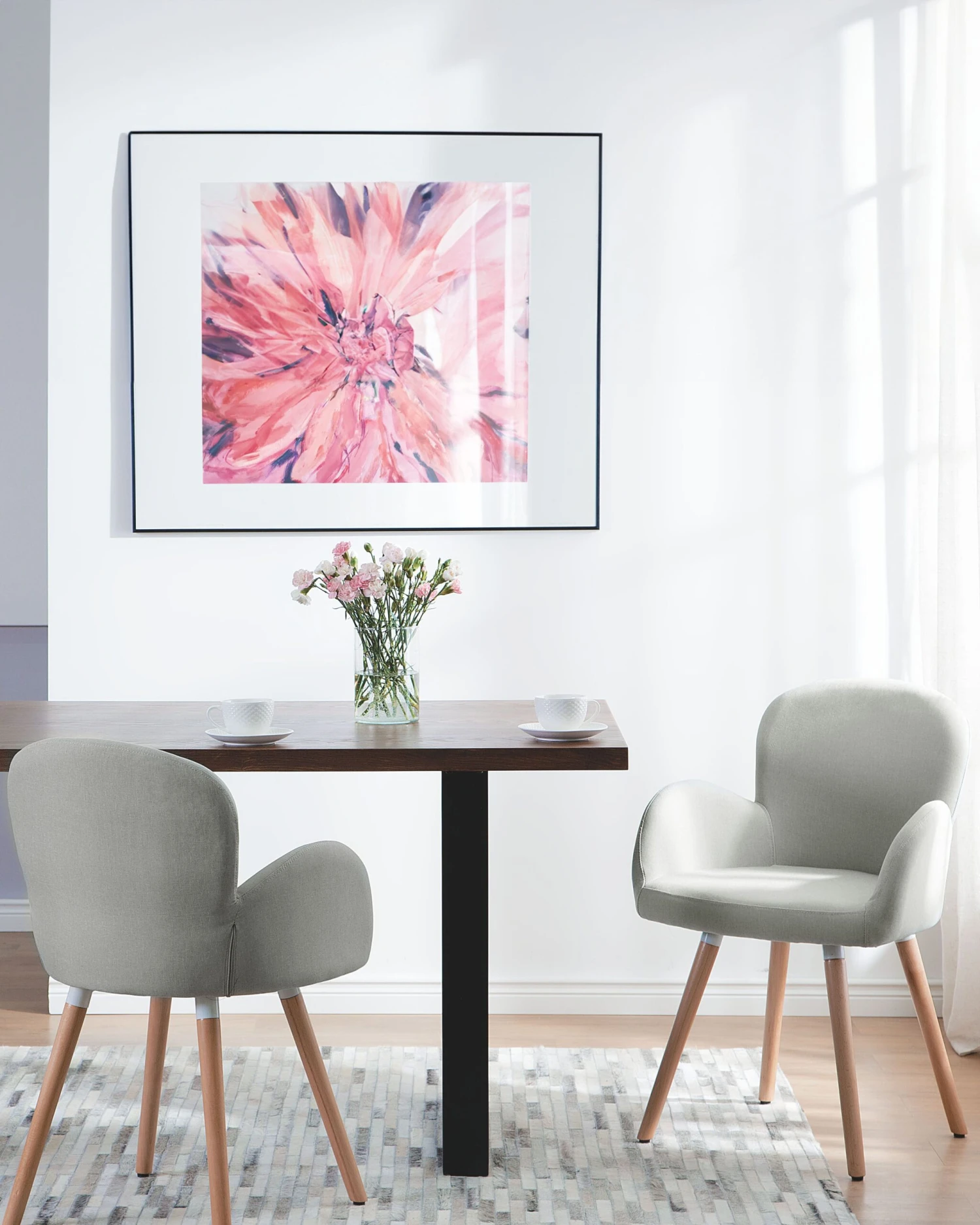 Set Of 2 Fabric Dining Chairs Light Grey BROOKVILLE - Image 2