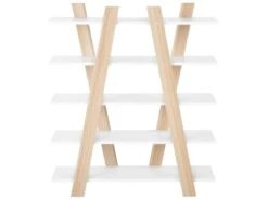 5 Tier Bookcase Light Wood With White ESCALANTE -Home Furniture undef src sa picid 732924 type whitesh image