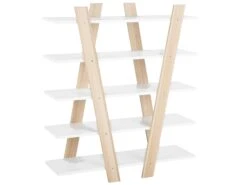 5 Tier Bookcase Light Wood With White ESCALANTE -Home Furniture undef src sa picid 732926 type whitesh image