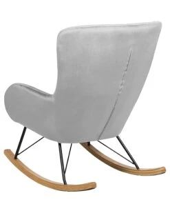 Velvet Rocking Chair Light Grey ELLAN -Home Furniture undef src sa picid 745361 type whitesh image