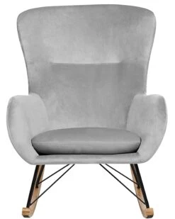 Velvet Rocking Chair Light Grey ELLAN -Home Furniture undef src sa picid 745362 type whitesh image