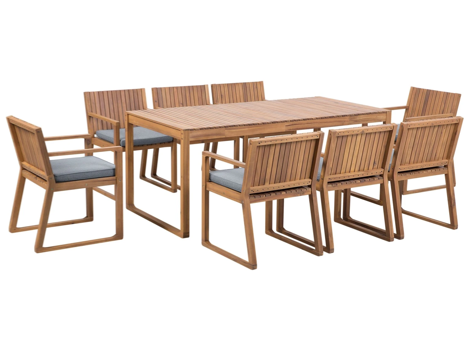 8 Seater Acacia Wood Garden Dining Set With Blue Cushions SASSARI
