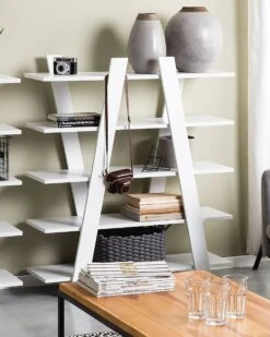 5 Tier Bookcase White ESCALANTE -Home Furniture undef src sa picid 749310 type whitesh image