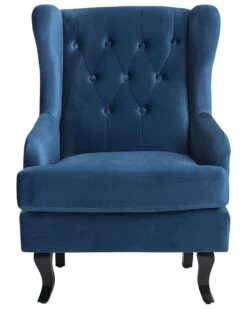 Velvet Fabric Wingback Chair Dark Blue ALTA -Home Furniture undef src sa picid 749406 type whitesh image
