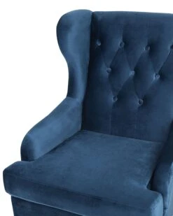 Velvet Fabric Wingback Chair Dark Blue ALTA -Home Furniture undef src sa picid 749409 type whitesh image