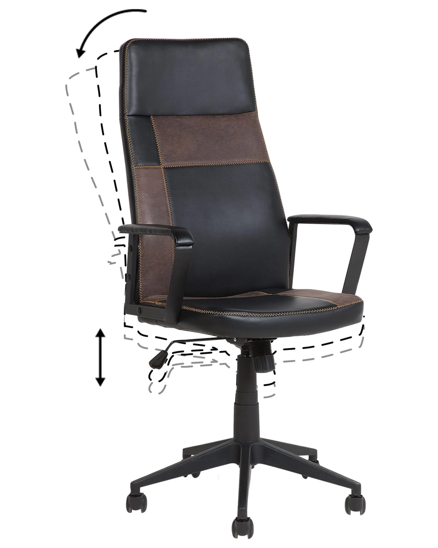 Swivel Office Chair Black With Brown DELUXE - Image 6