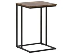 U-Shaped Side Table Dark Wood With Black TROY