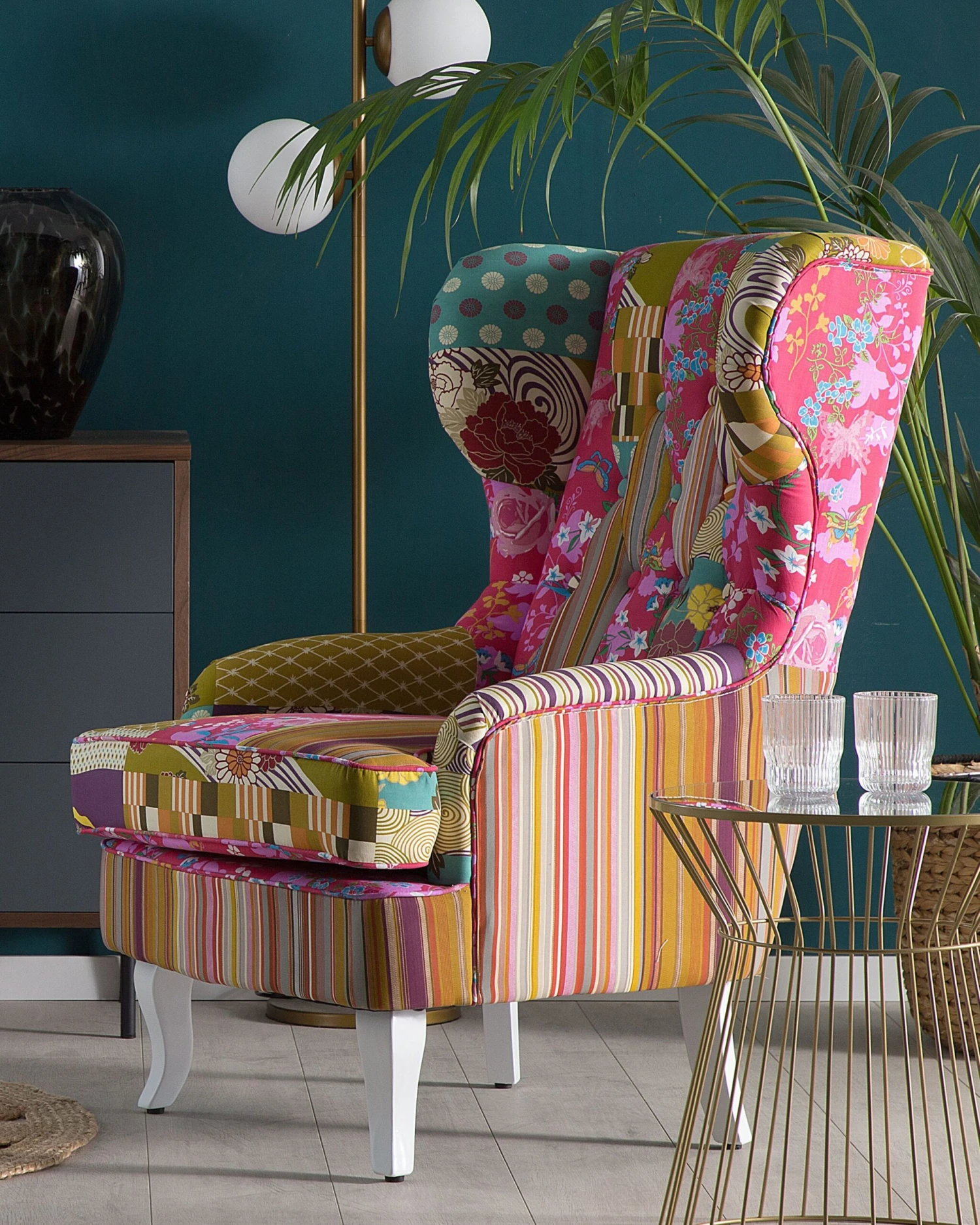 Patchwork Fabric Armchair Multicolour MOLDE - Image 2