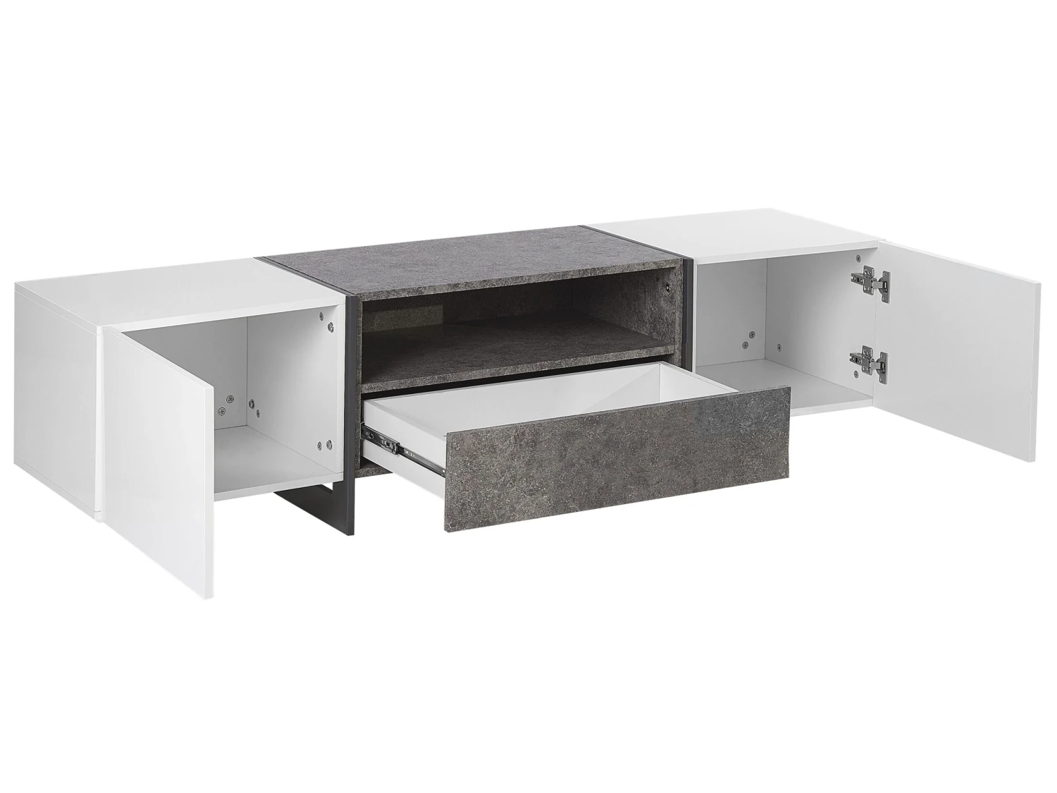 TV Stand LED Concrete Effect With White RUSSEL - Image 6