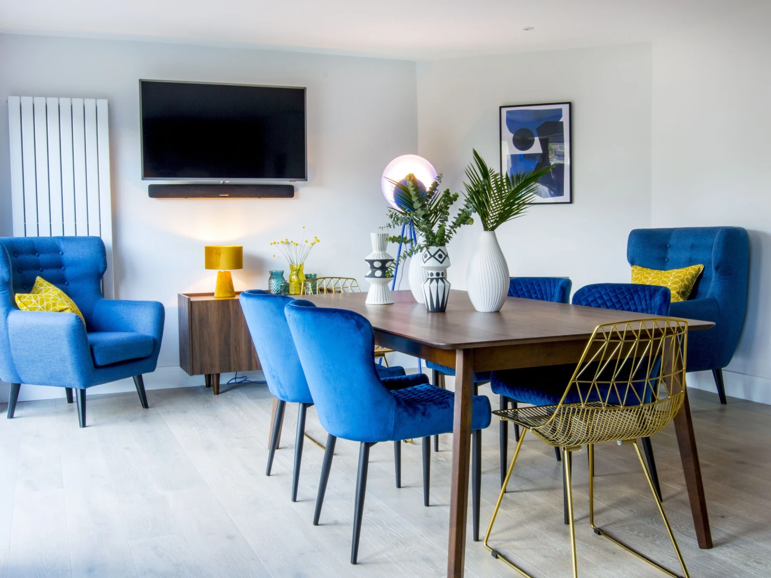 Set Of 2 Velvet Dining Chairs Blue SOLANO - Image 3