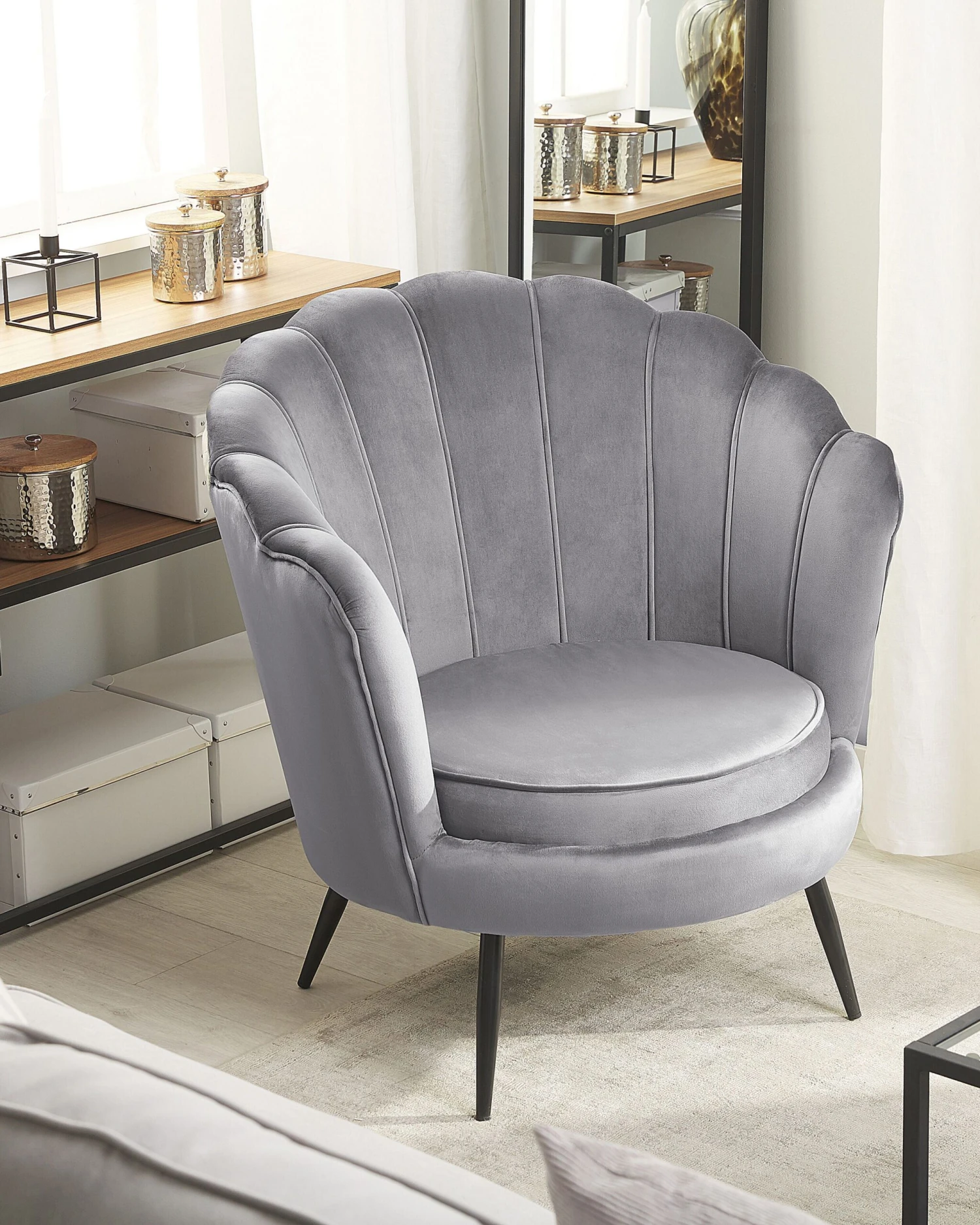 Velvet Armchair Grey LOVIKKA 4 Velvet Armchair Grey LOVIKKA - Image 2