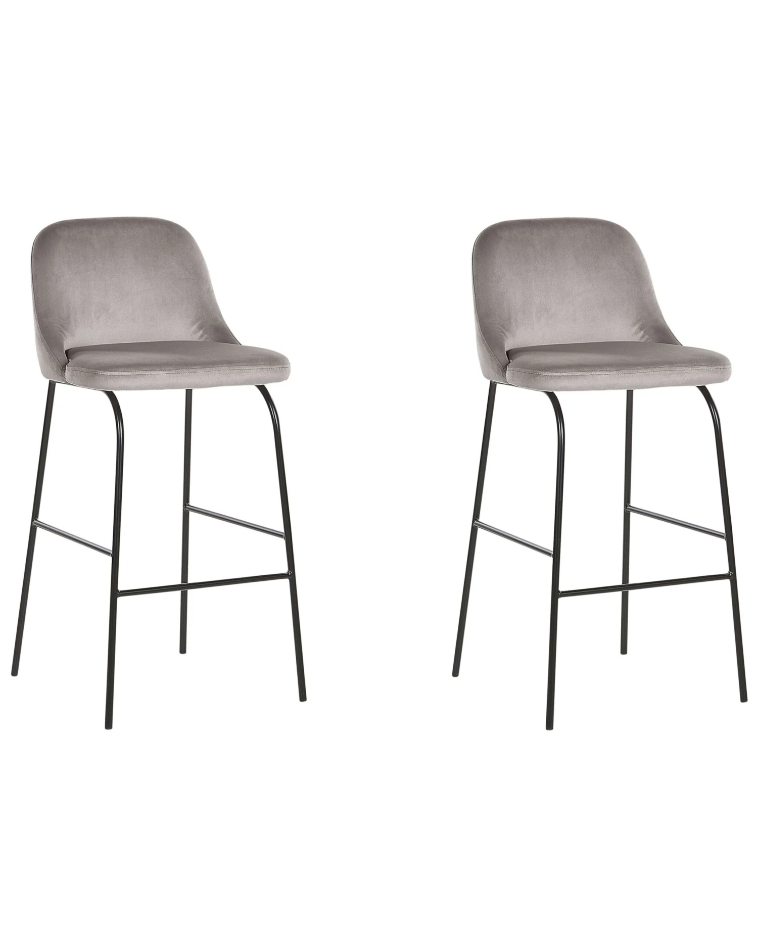 Set Of 2 Velvet Bar Chairs Grey NEKOMA