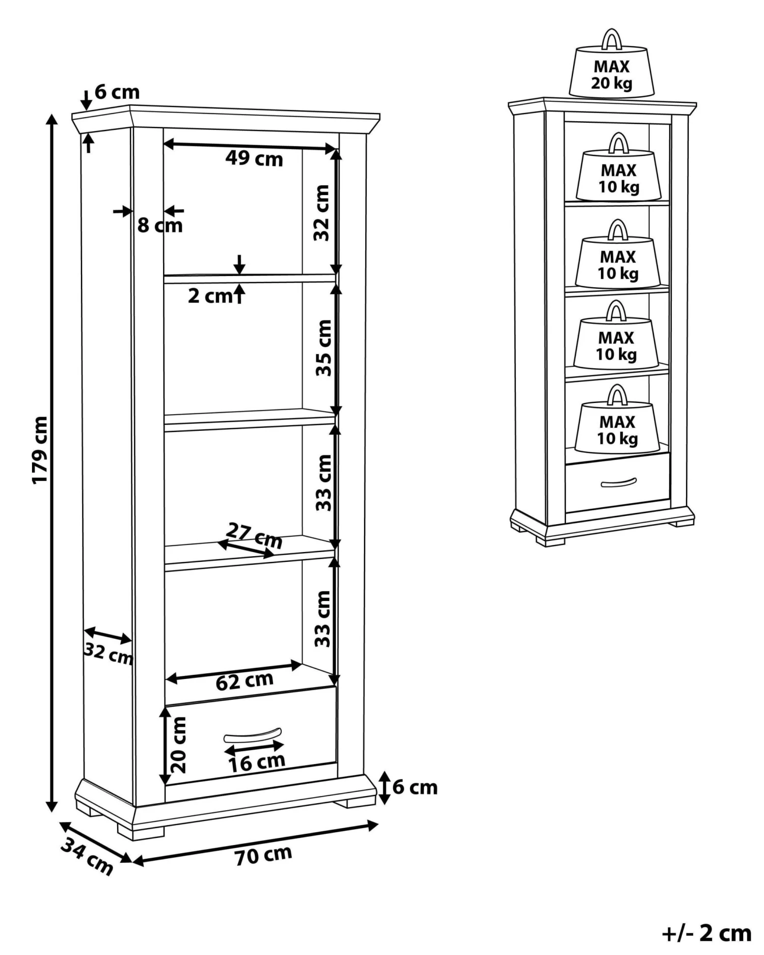 4 Tier Bookshelf Cream KINGSTON - Image 10