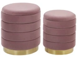 Set Of 2 Storage Pouffes Pink GARLAND