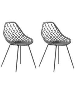 Set Of 2 Dining Chairs Black CANTON