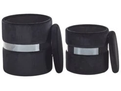 Set Of 2 Velvet Storage Pouffes Black DORIS -Home Furniture undef src sa picid 782025 type whitesh image