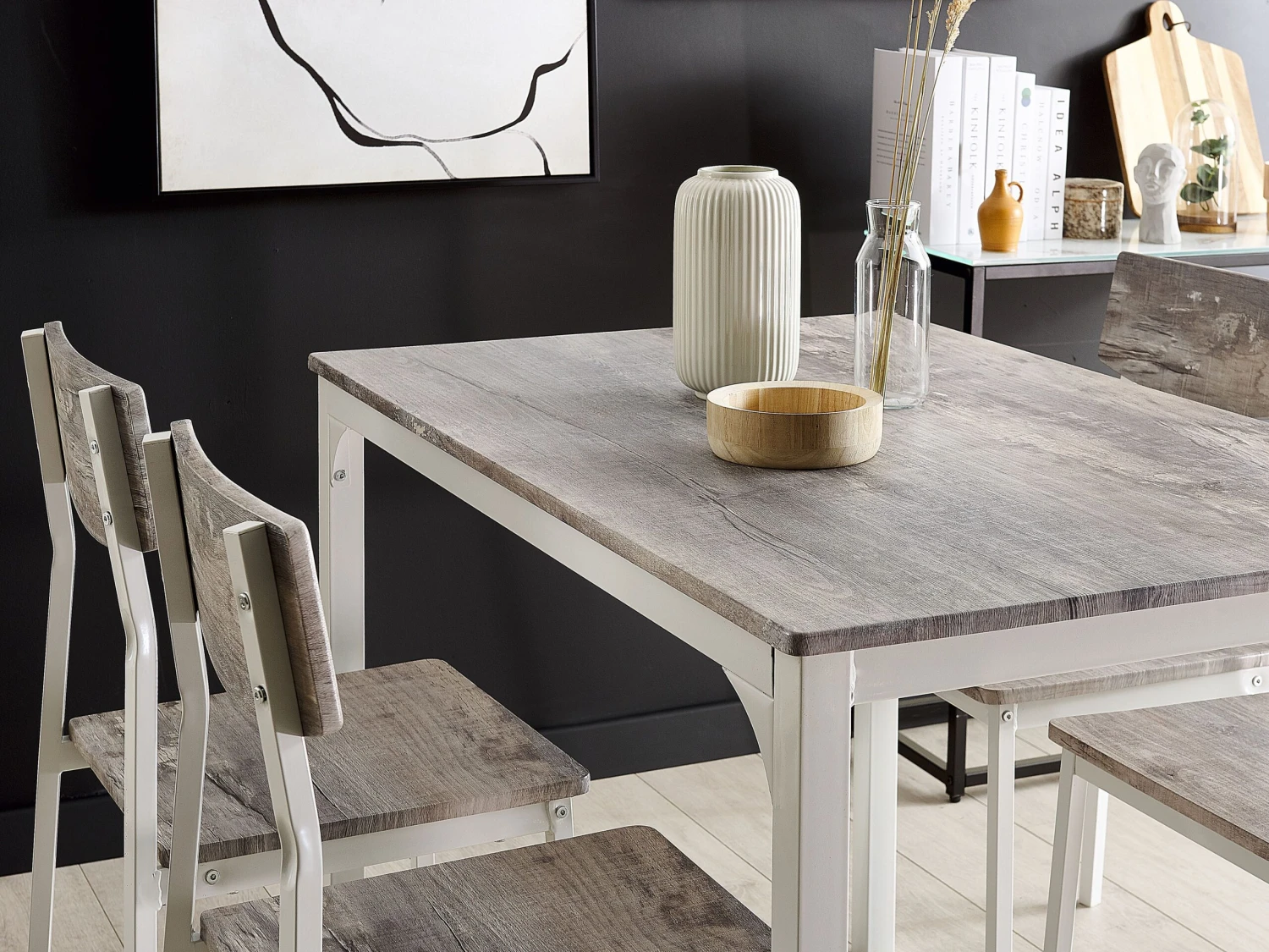 4 Seater Dining Set Grey With White BISMARCK 5 4 Seater Dining Set Grey With White BISMARCK - Image 3