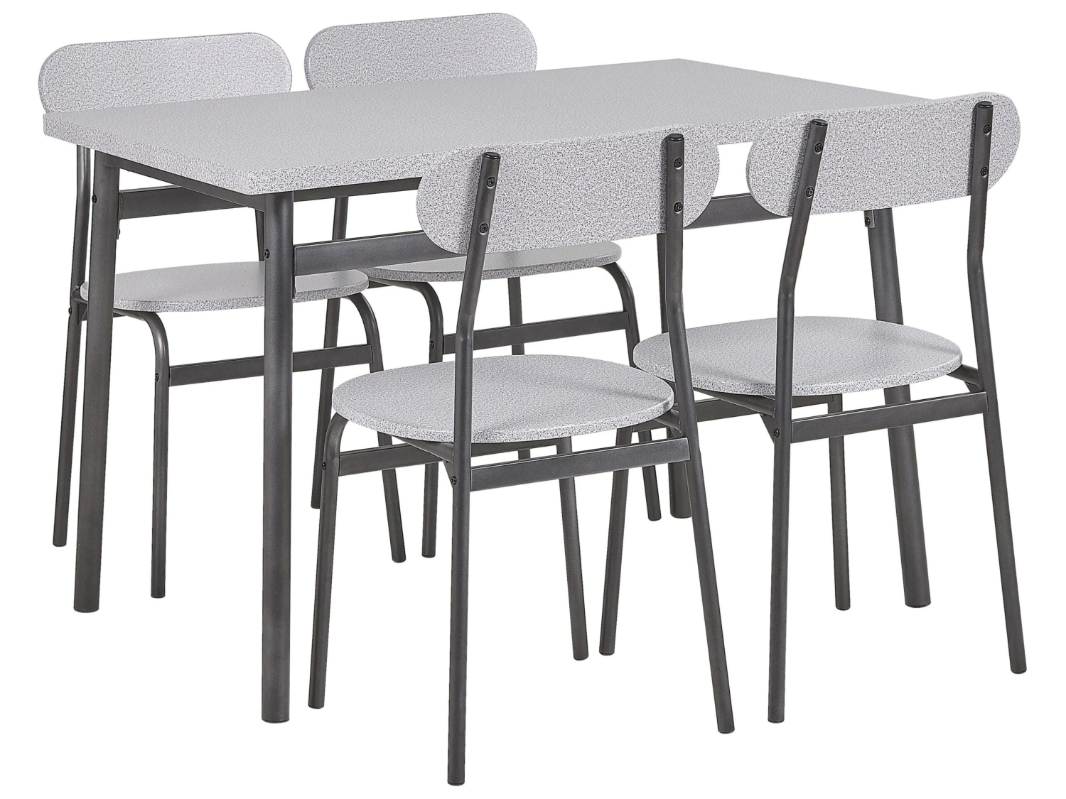 4 Seater Dining Set Grey With Black VELDEN