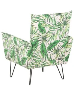 Armchair Leaf Pattern White With Green RIBE -Home Furniture undef src sa picid 788689 type whitesh image