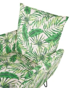 Armchair Leaf Pattern White With Green RIBE -Home Furniture undef src sa picid 788690 type whitesh image