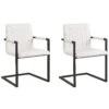 Set Of 2 Faux Leather Dining Chairs Off-White BRANDOL
