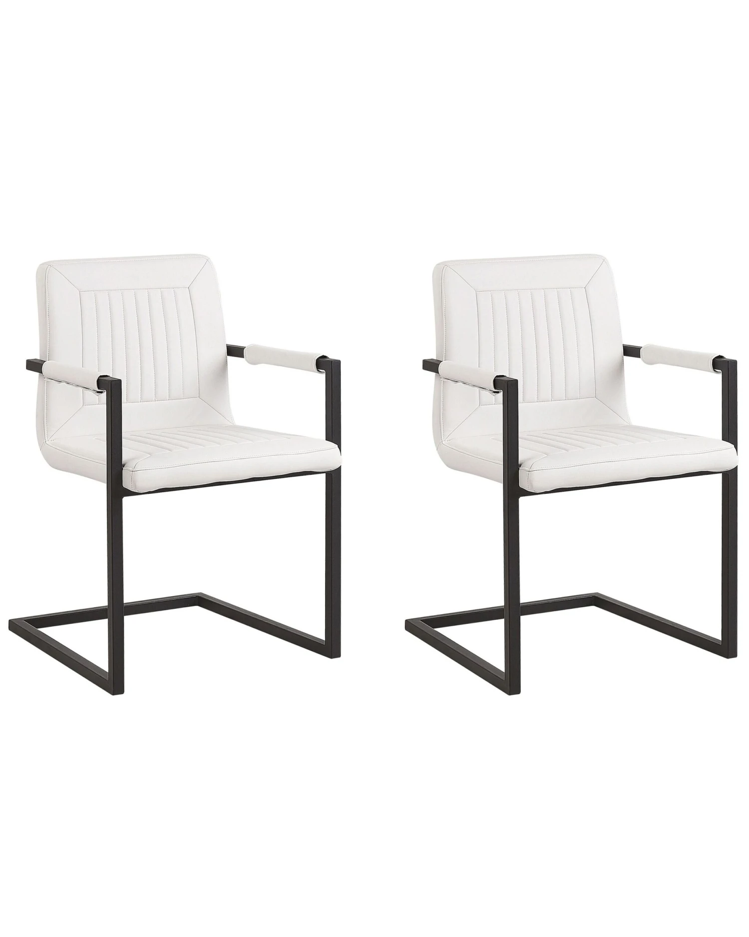 Set Of 2 Faux Leather Dining Chairs Off-White BRANDOL 3 Set Of 2 Faux Leather Dining Chairs Off-White BRANDOL