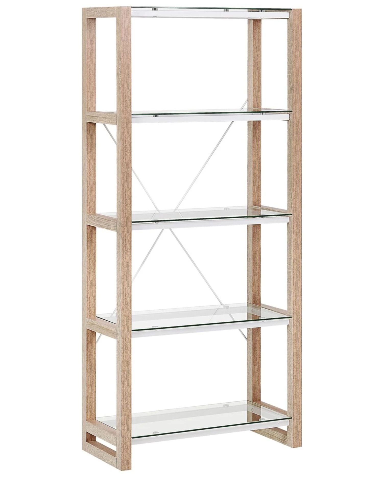 4 Tier Bookcase White And Light Wood JENKS