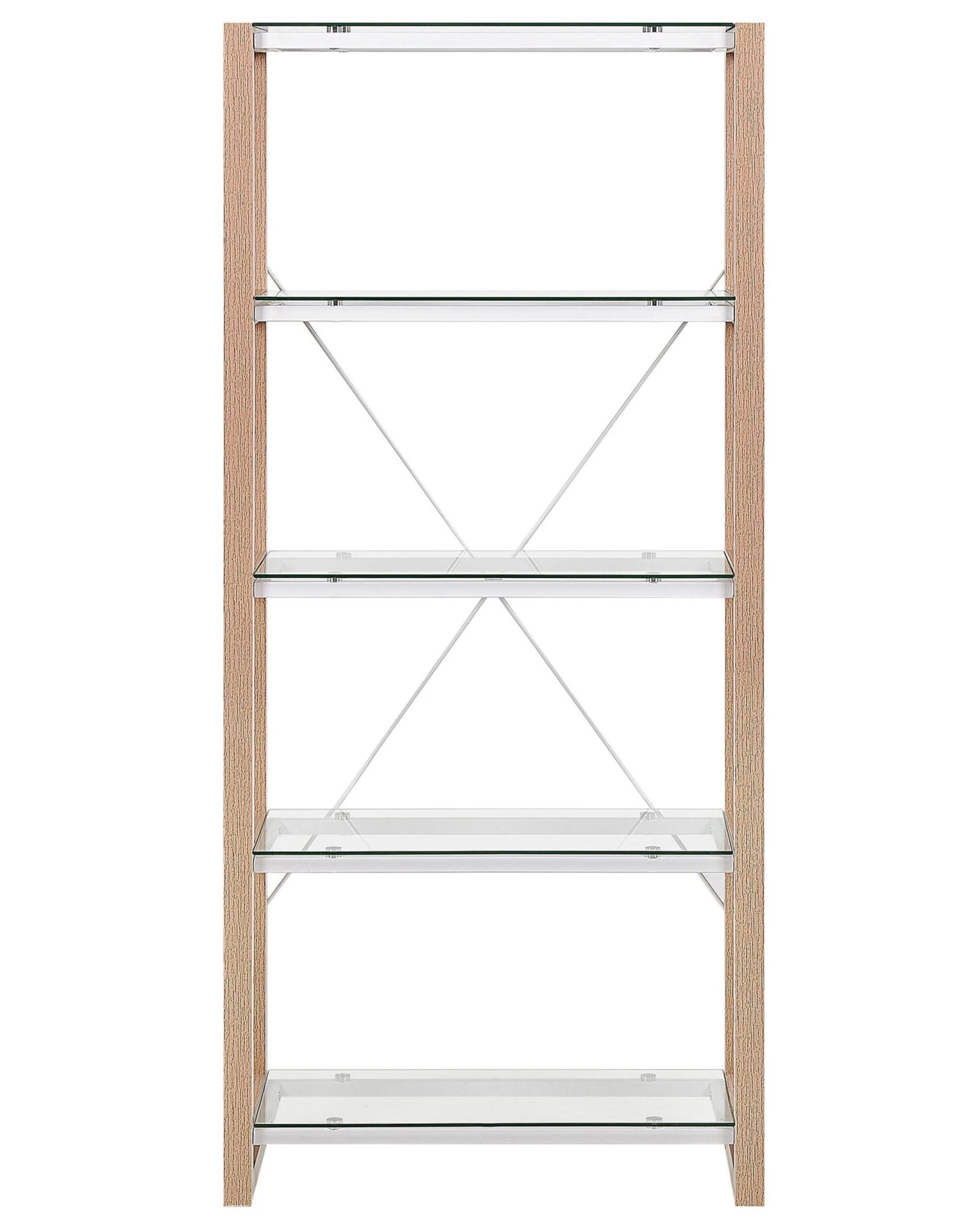 4 Tier Bookcase White And Light Wood JENKS - Image 6