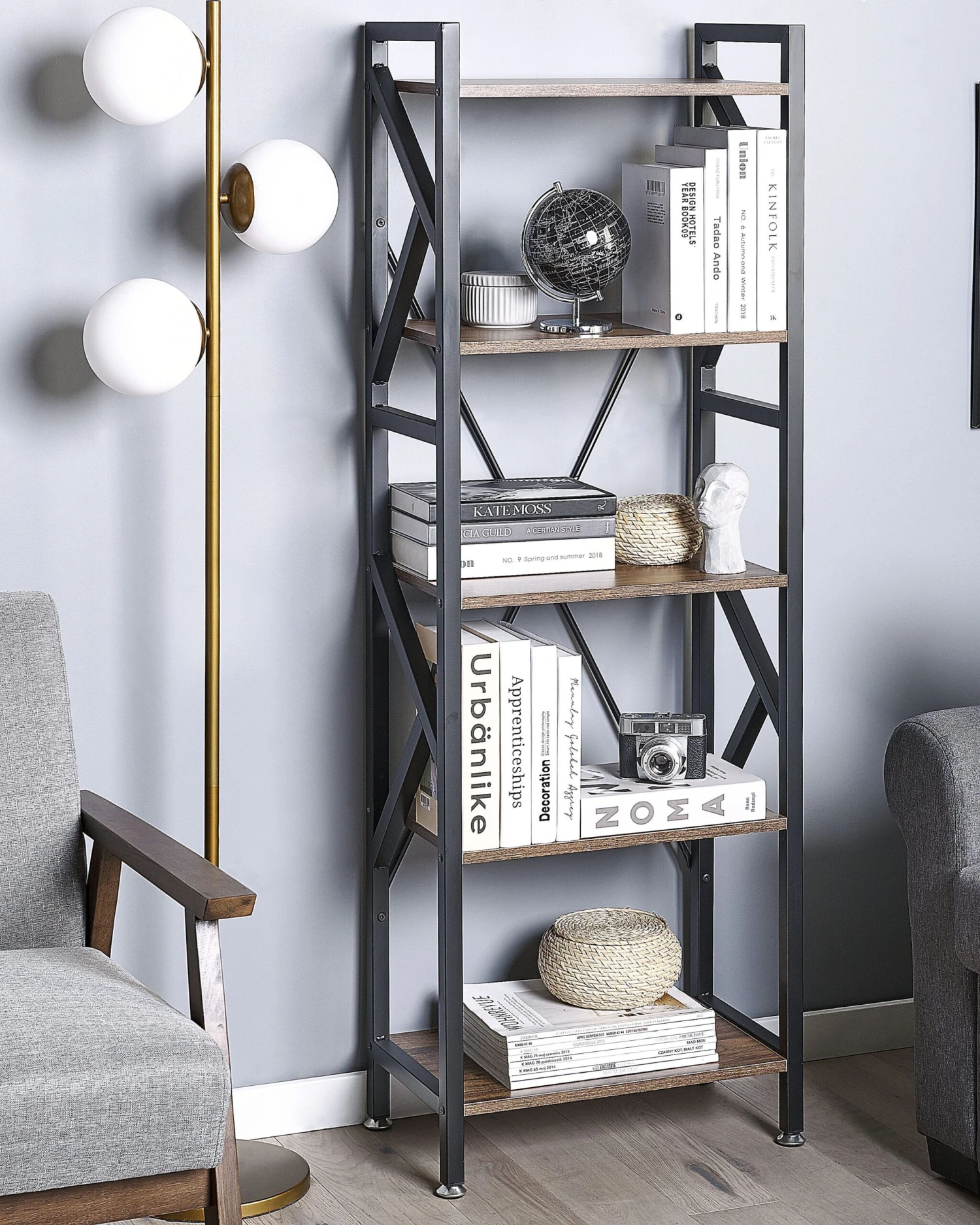 5 Tier Bookcase Dark Wood DALE - Image 2